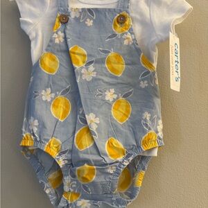Carter's Lemon Print Diaper Cover in Blue and Yellow
